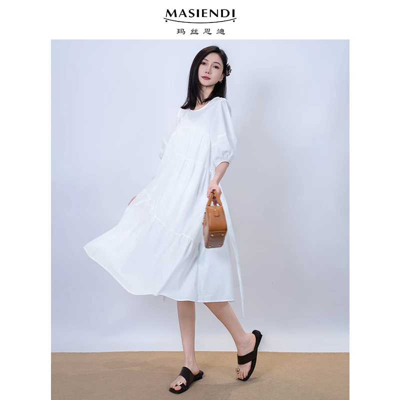 玛丝恩迪MASIENDI/夏季新款温柔青春减龄白色气质连衣裙裙子51311