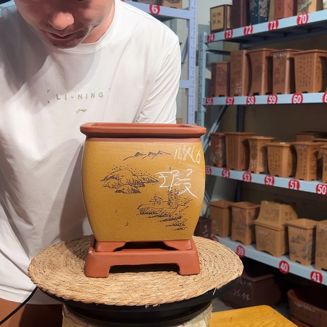 天心紫砂手工花盆