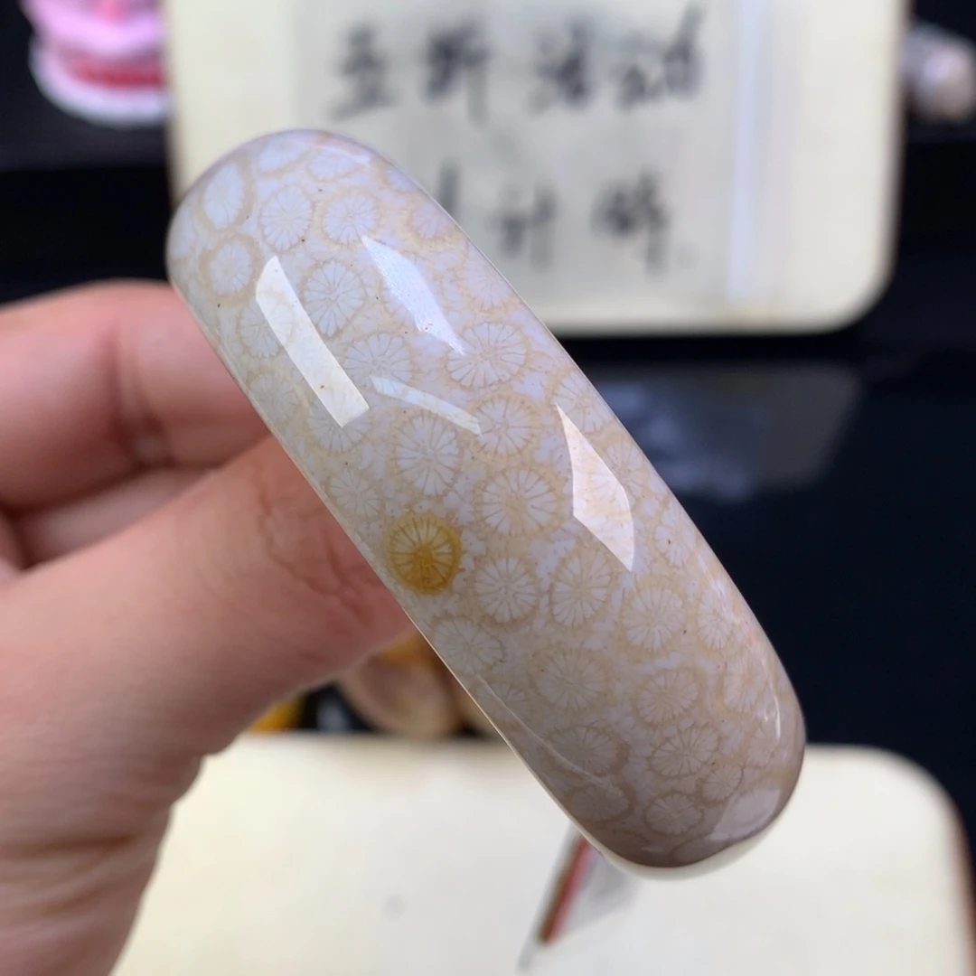 硅化珊瑚（珊瑚玉）未镶嵌颈饰33号皮花花好嫩！54.9圈