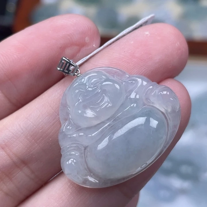 翡翠18K金镶嵌颈饰佛公