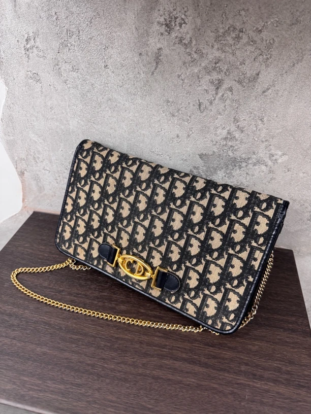 95新 DIOR/迪奥 觅时/蓝老花链条包/