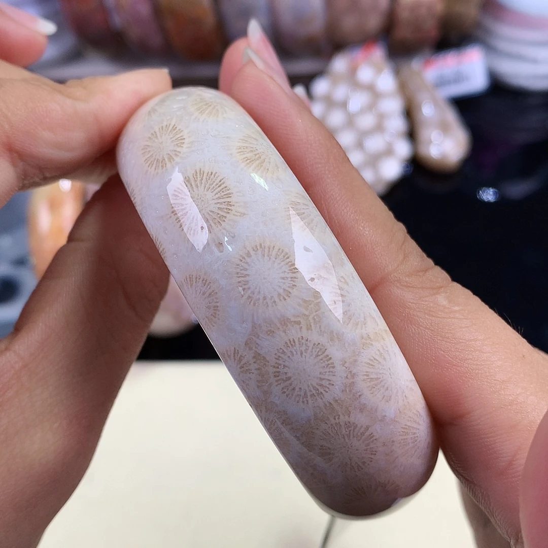 硅化珊瑚（珊瑚玉）未镶嵌吊坠(赠链)（54号）双面花60圈