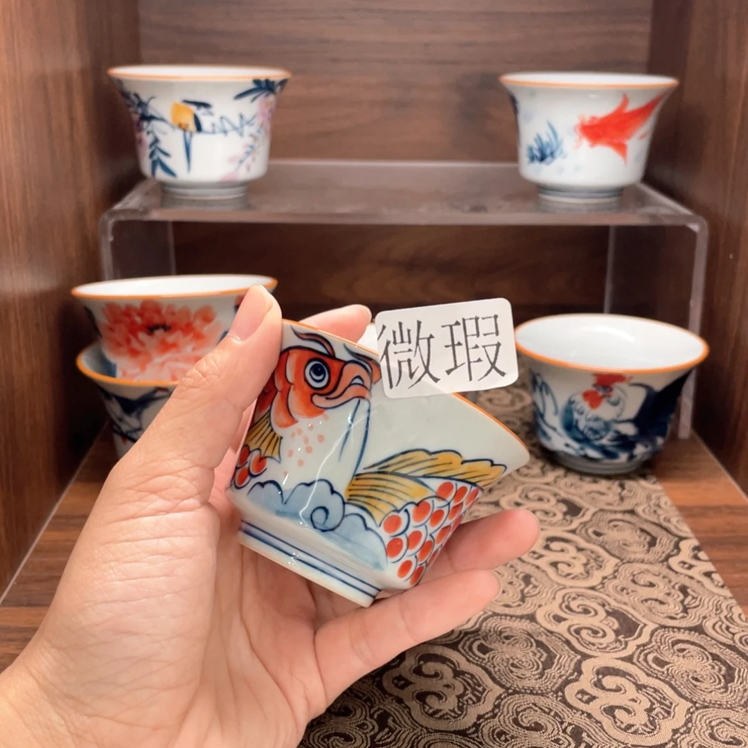 釉下手绘茶具微瑕