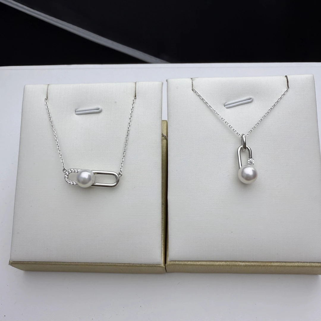 天然淡水无核珍珠 天女级珠光 设计款吊坠8-9mm（款式多样性发1）