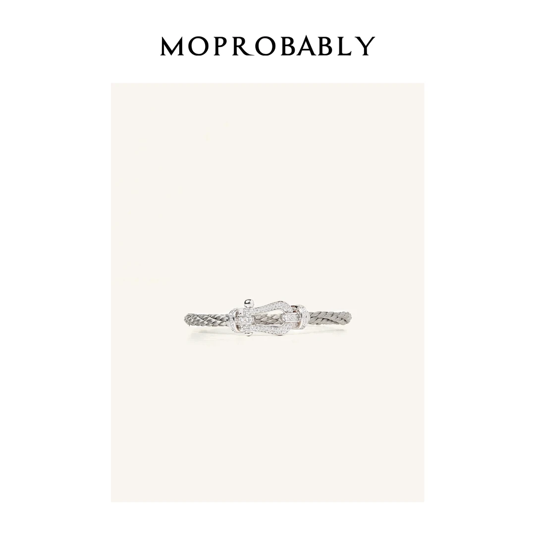 925银手链 Moprobably李予诺 小众轻奢马蹄扣编织手链L4032305