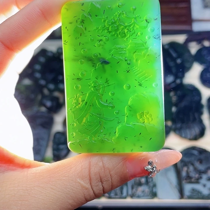 蛇纹石玉未镶嵌挂件泰山玉精品牌子