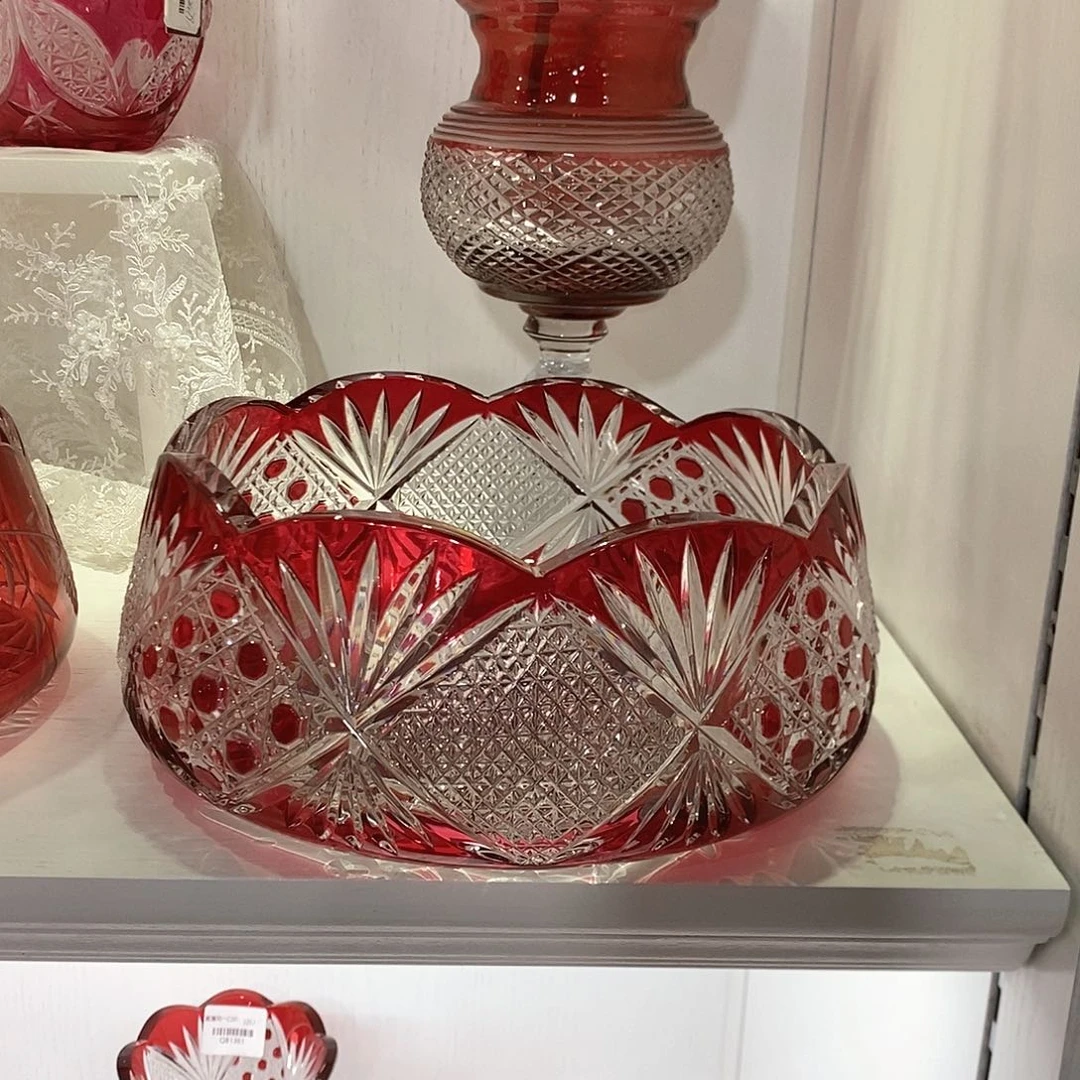 摆件QB0135进口金红料水晶果斗