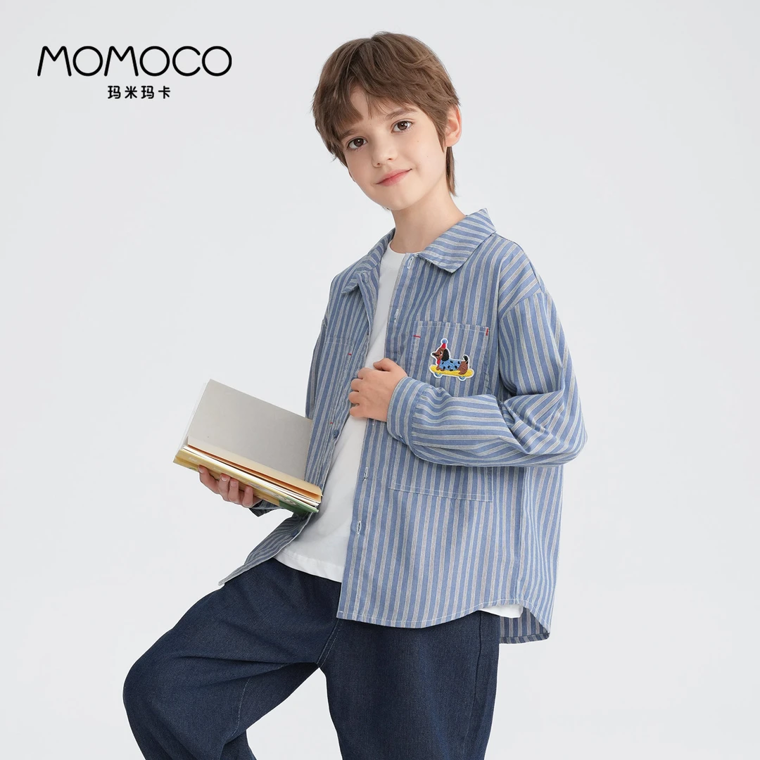 MOMOCO玛米玛卡25秋季新款男童衬衫潮流时尚条纹上衣77330129009