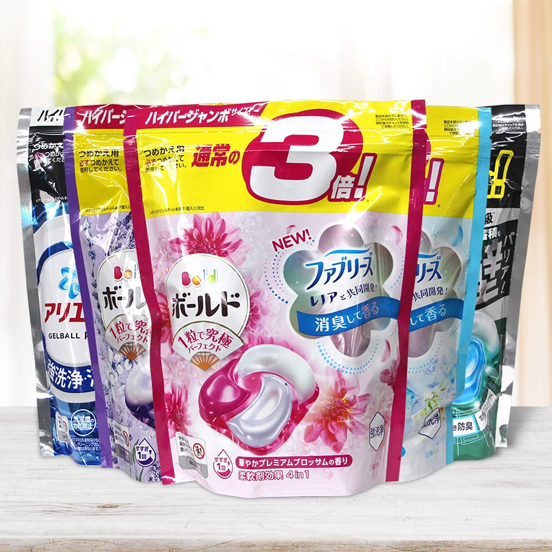 日本宝洁4D洗衣凝珠替换袋装去污洁净阴干留香洗衣球