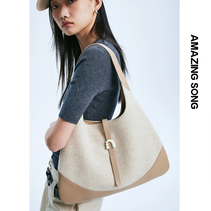 AMAZINGSONG三角包小号时尚女士牛皮百搭单肩小众休闲