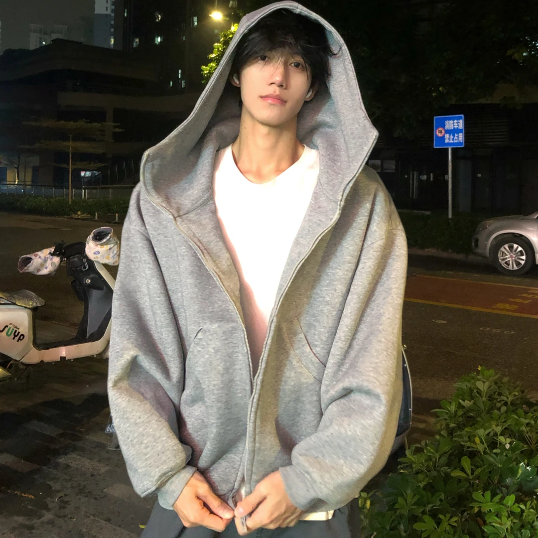 ACHOOO重磅空气感oversize宽松廓形连帽卫衣长袖拉链外套秋冬男女