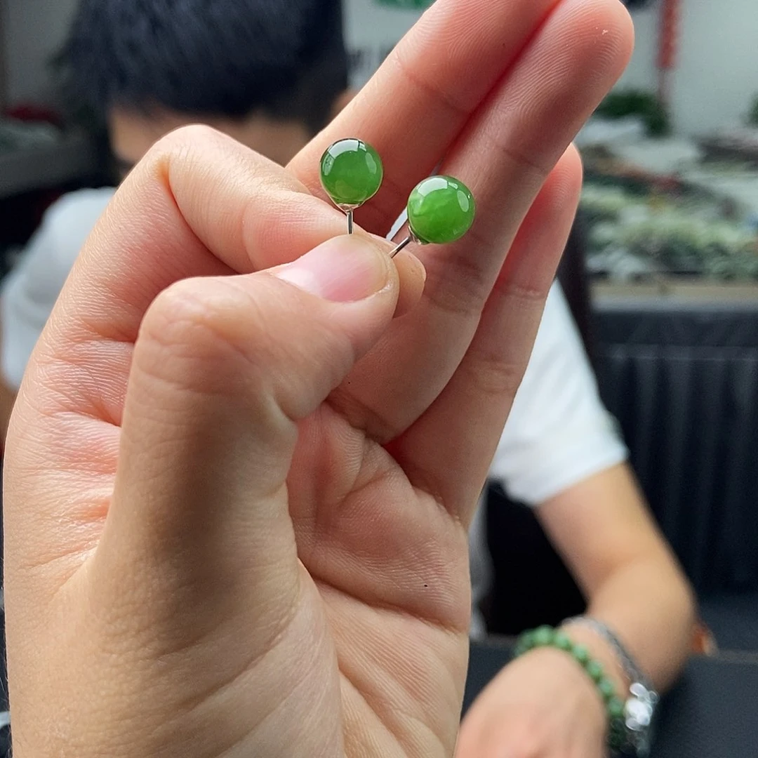 和田玉银S925镶嵌耳饰颜色多样性发拍一发一