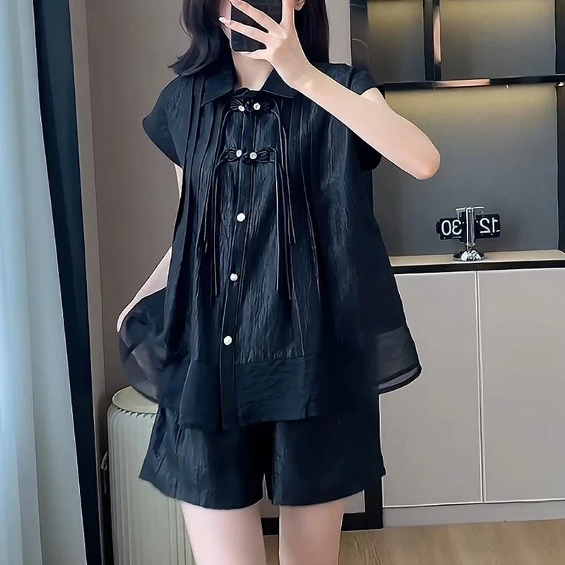 哥弟阿玛施正品新中式国风盘扣衬衫女夏季2025新款气质休闲改良旗