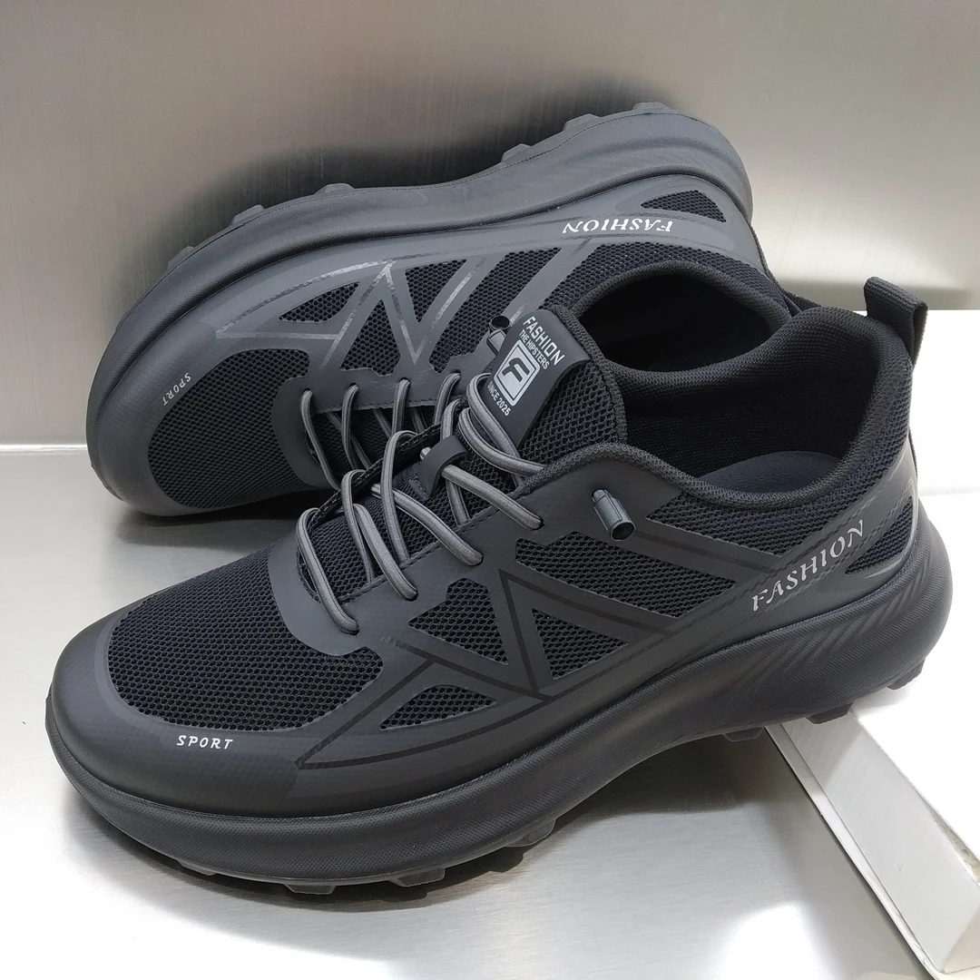 夏发男士2025夏季新款网面透气男凉鞋轻便底舒适休闲黑色跑步不磨