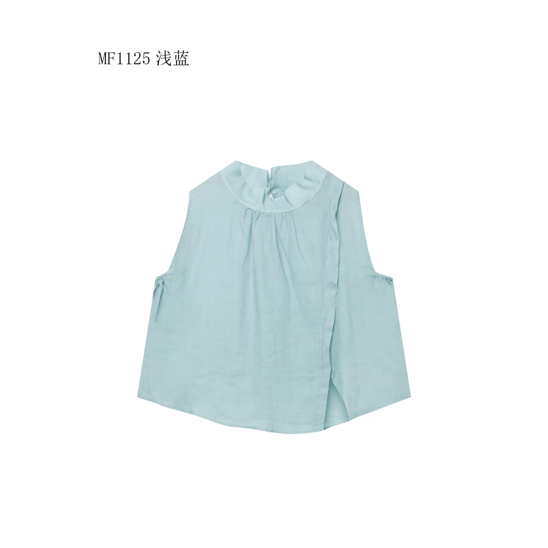 【麻訪家】MF1125浅蓝文艺气质时尚百搭背心坎肩上衣