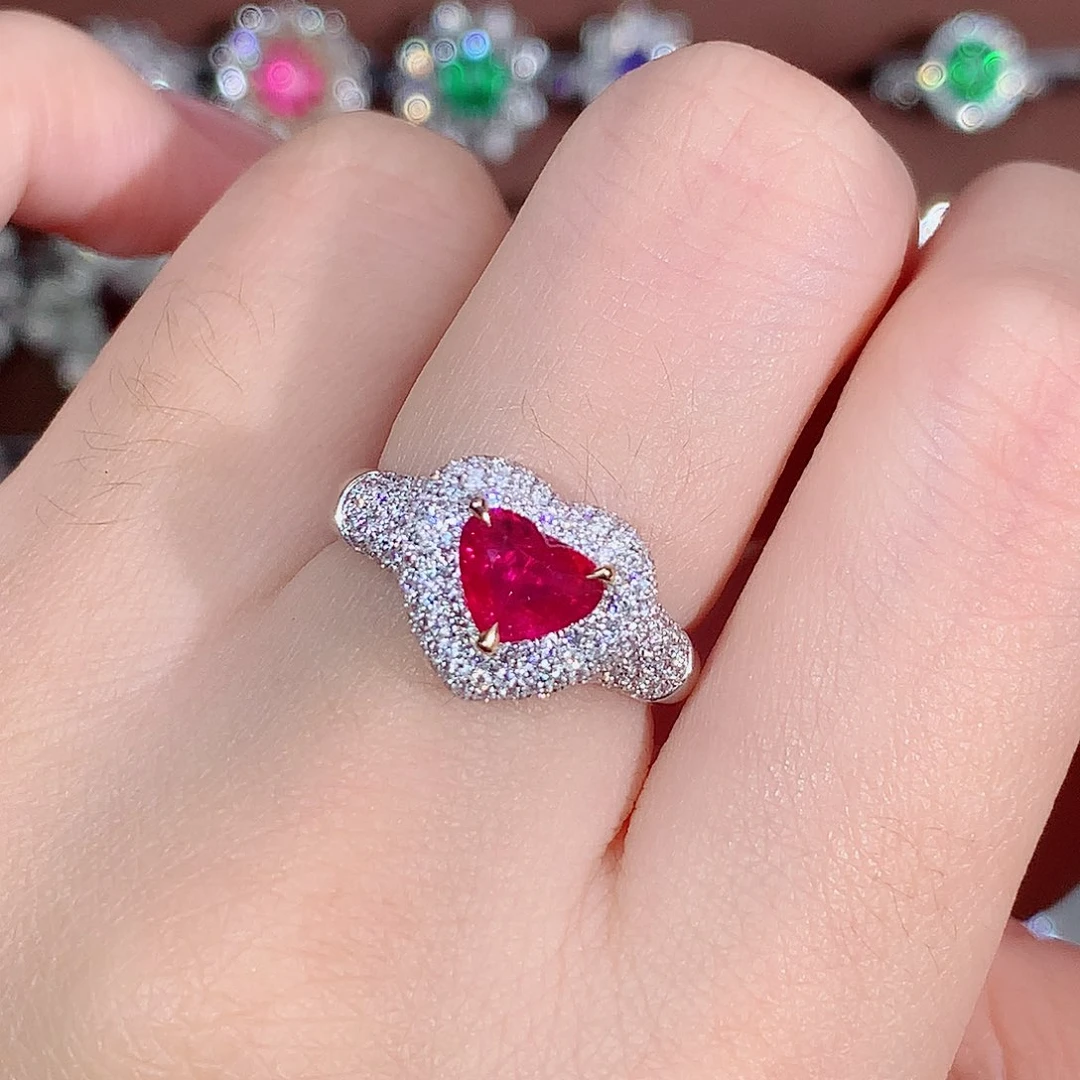 18K金镶嵌戒指红宝石1.1ct/天然宝石/七天无理由