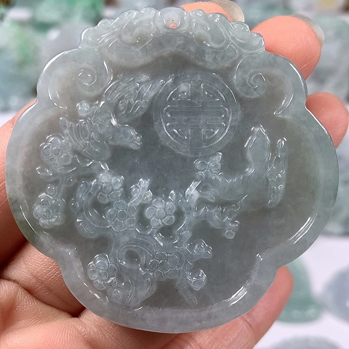 翡翠未镶嵌颈饰鸟语花香喜上眉梢如意福利