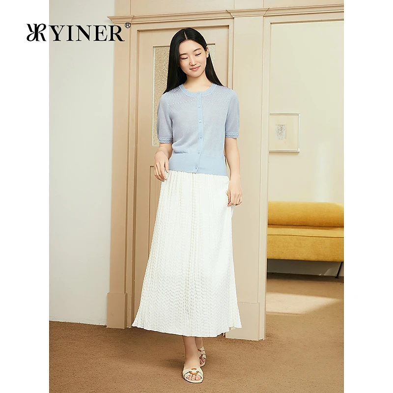 YINER音儿专选2025夏季新款亚麻法式花冠花型毛针织衫透气上衣