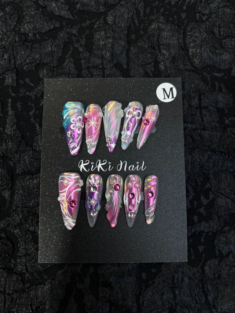 极光甜酷辣妹欧美风纯手工穿戴甲