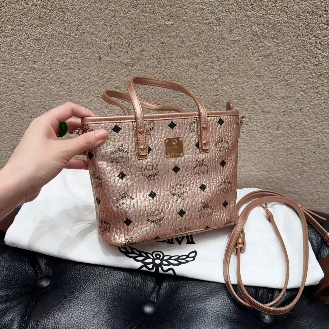 99新 MCM Anya Visetos香槟色 菜篮子手提单肩斜挎包！