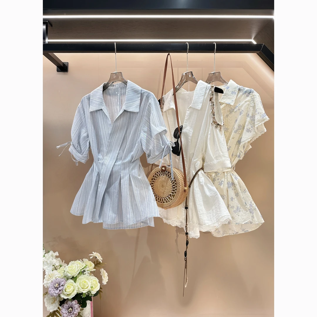 法式夏季慵懒感中长款宽松气质收腰休闲衬衫套装女防晒显瘦EF白羊