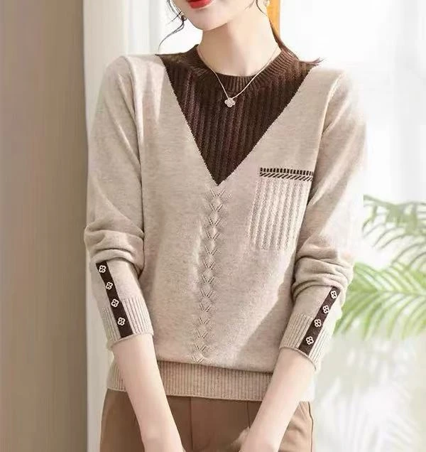 秋冬新款拼色韩版时尚厚款针织衫女 333