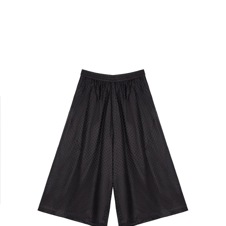 【若云】时尚菱格纹香云纱阔腿裤CD2167934