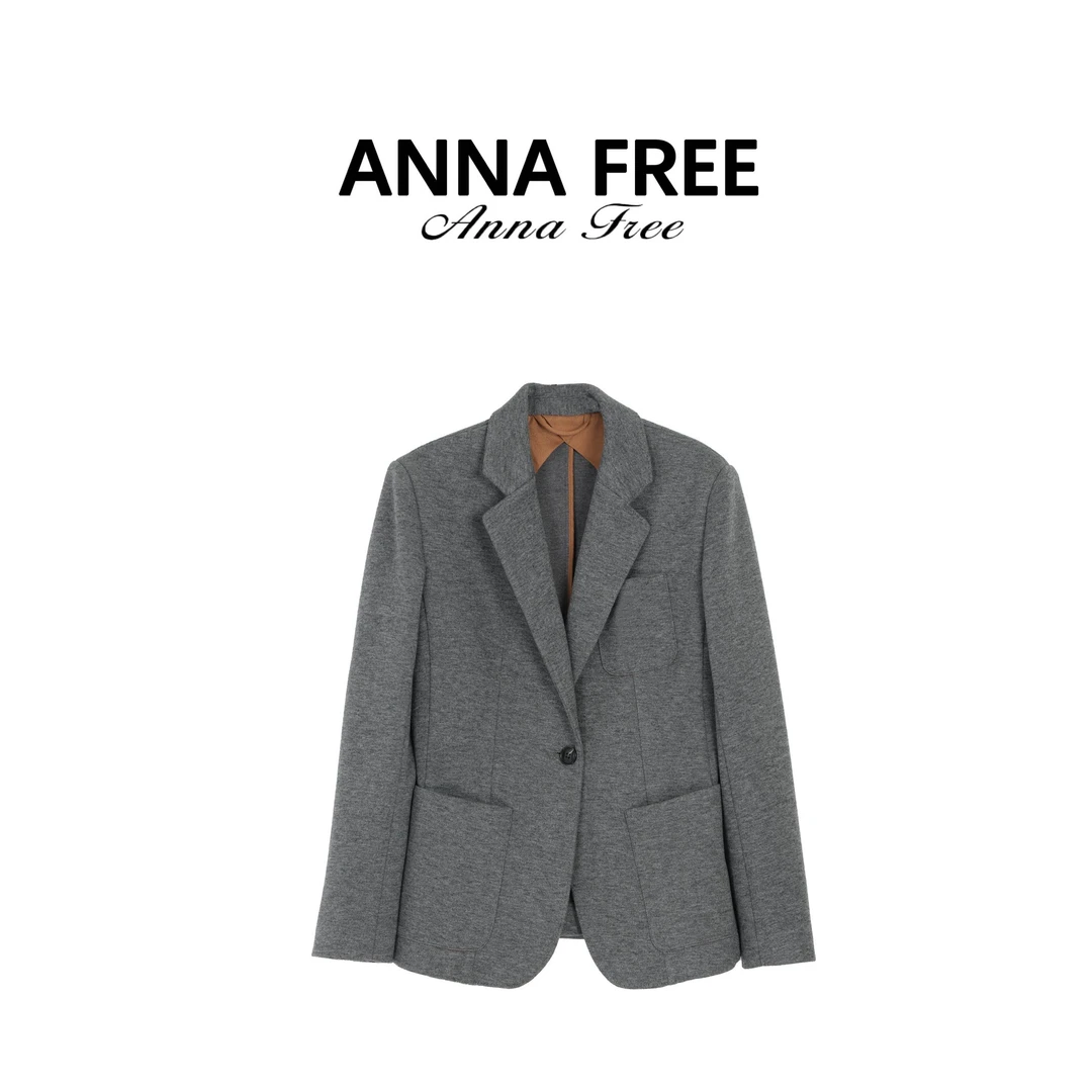 ANNA FREE 秋季新款羊毛混纺高级感通勤简约西装外套ZCE25673
