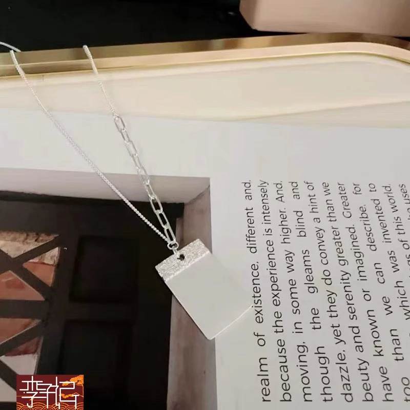 坠链均足银  祥云无事牌实心方牌古法新中式复古百搭男女