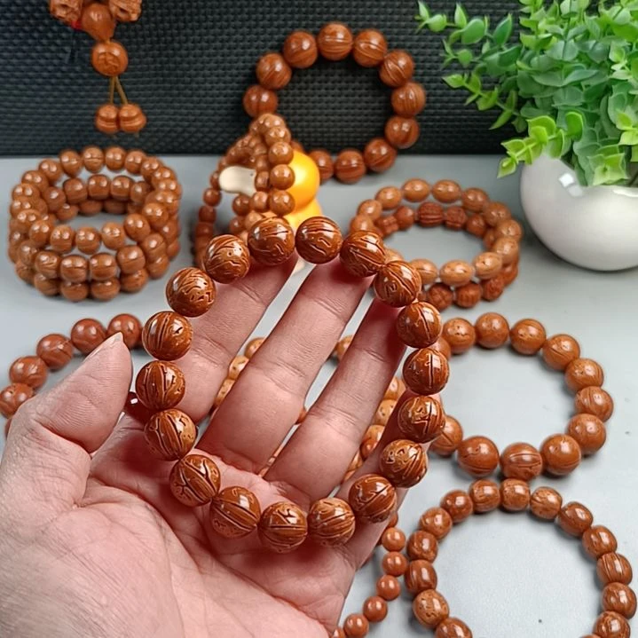 桃核手串铁籽密纹满花12.8