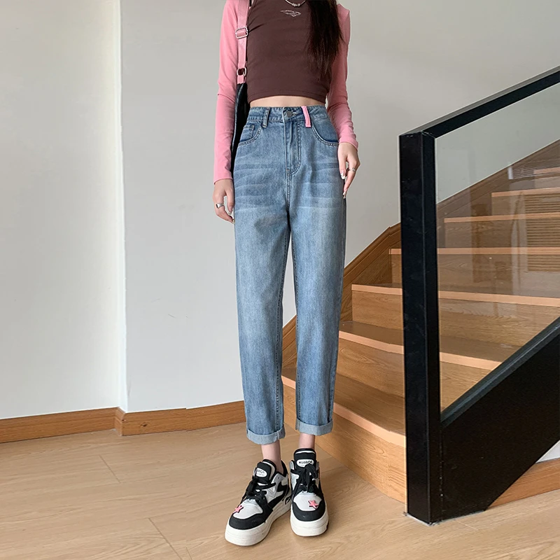 659第三套#夏季新哈伦牛仔裤女2025高腰宽松九分小个子老爹萝卜裤