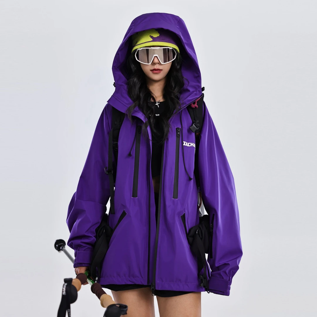 ZACHARIAH【寐紫】户外运动抗寒保暖冲锋衣防水透气专业登山服套装