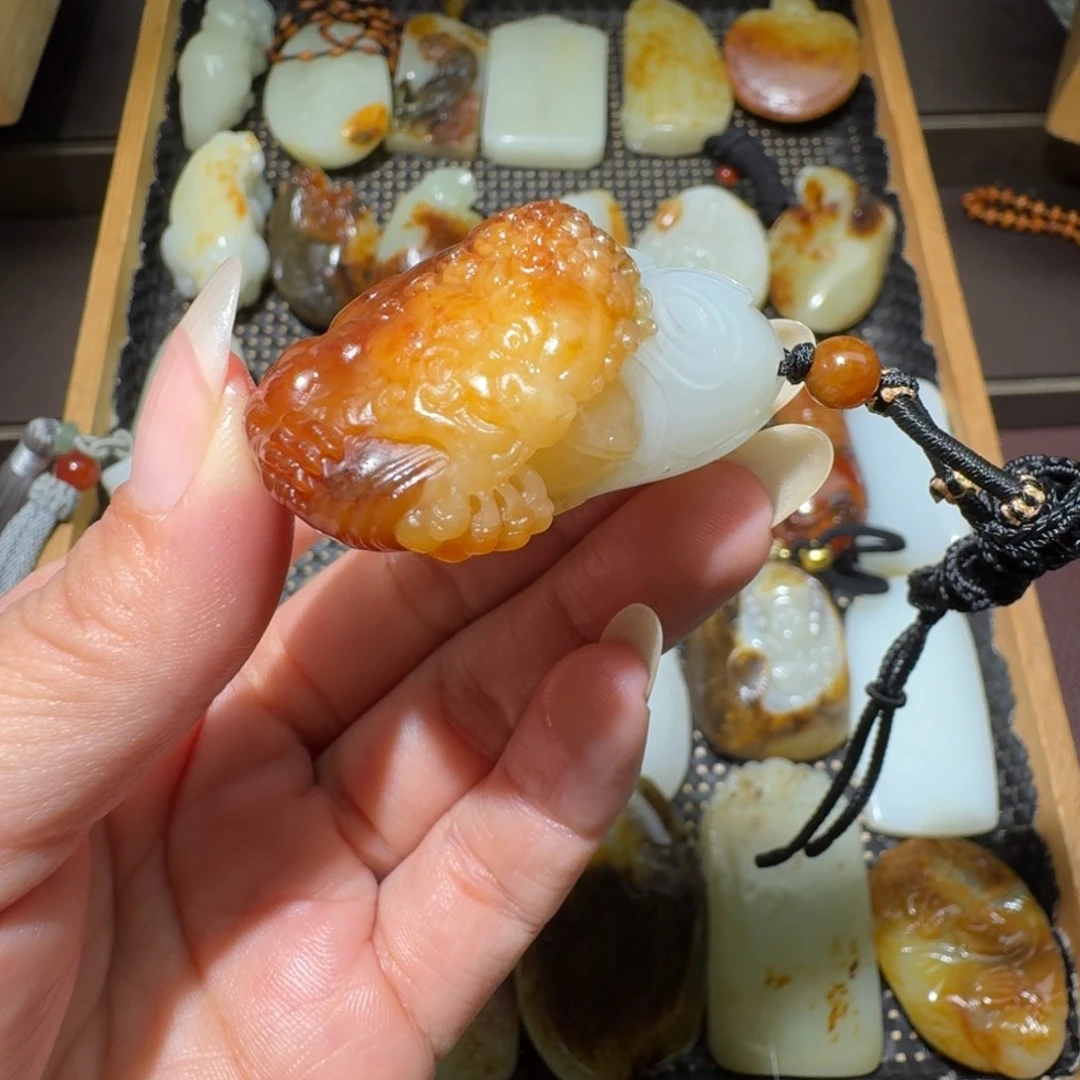 和田玉银S925镶嵌吊坠(不含链)