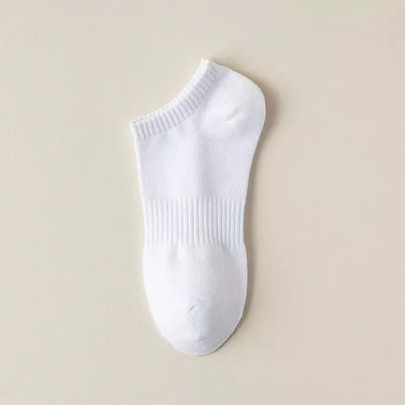 【福利品】新疆棉短袜5双  白色短筒男女同款吸汗防臭运动纯色短袜