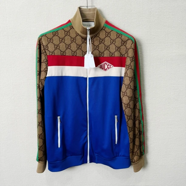 99新 GUCCI/古驰 拼接拉链平纹针织夹克/L码