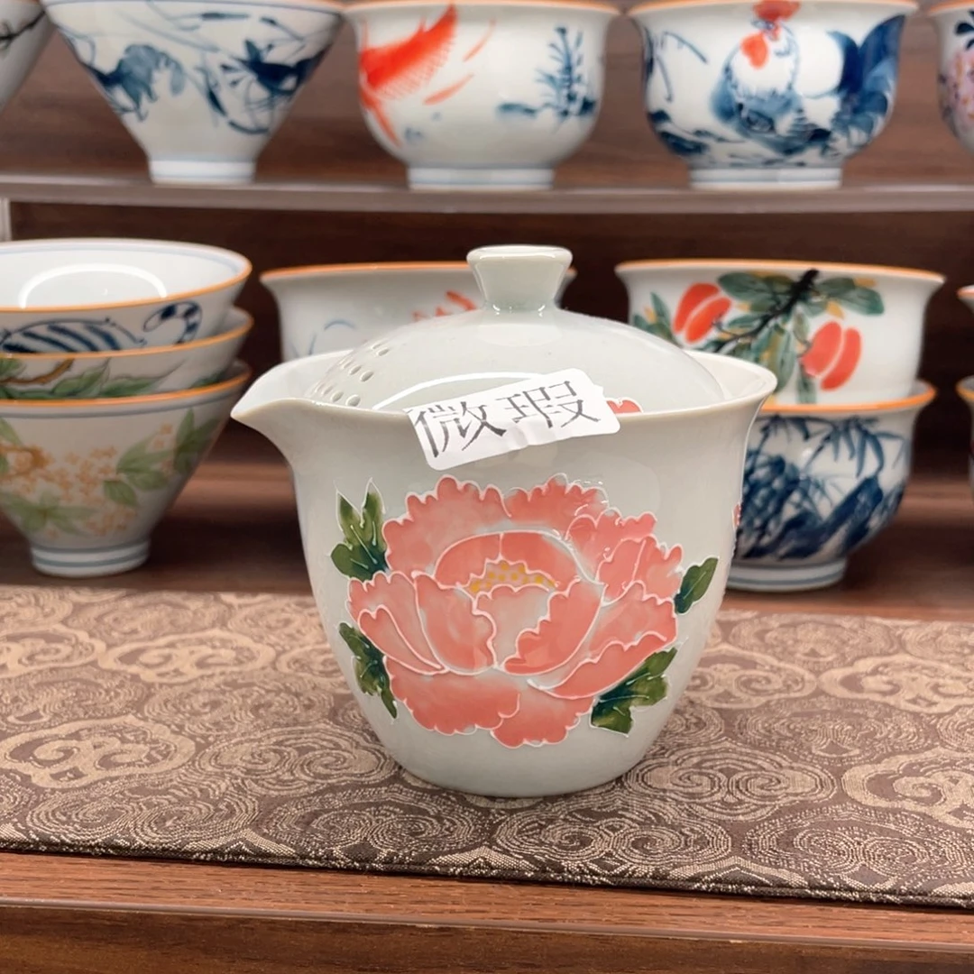 釉下手绘茶具微瑕