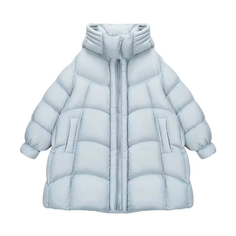 90%新国标白鸭绒加厚保暖大泡芙绒被超蓬松连帽过冬阔版女羽绒服