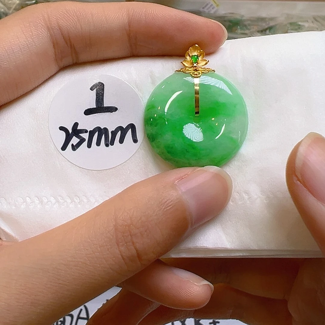 翡翠18K金镶嵌吊坠(不含链)翡翠