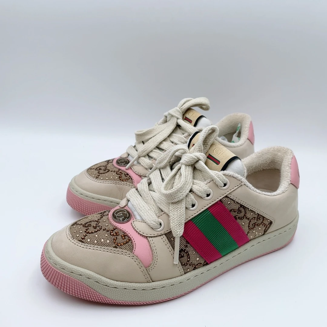 95新 GUCCI/古驰 34.5码珐琅水钻脏脏鞋my646