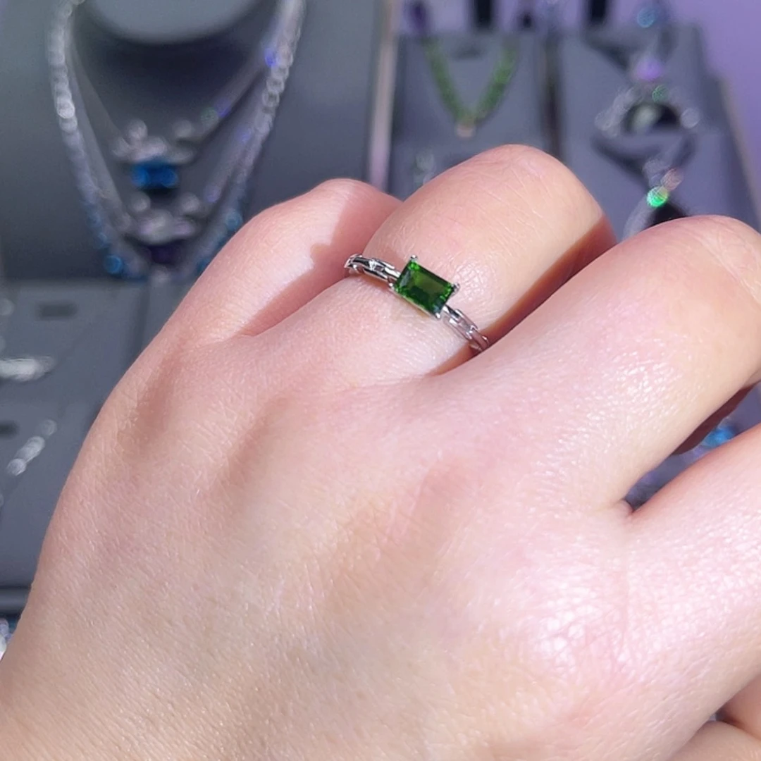 【闪购商品】透辉石戒指银S925镶嵌