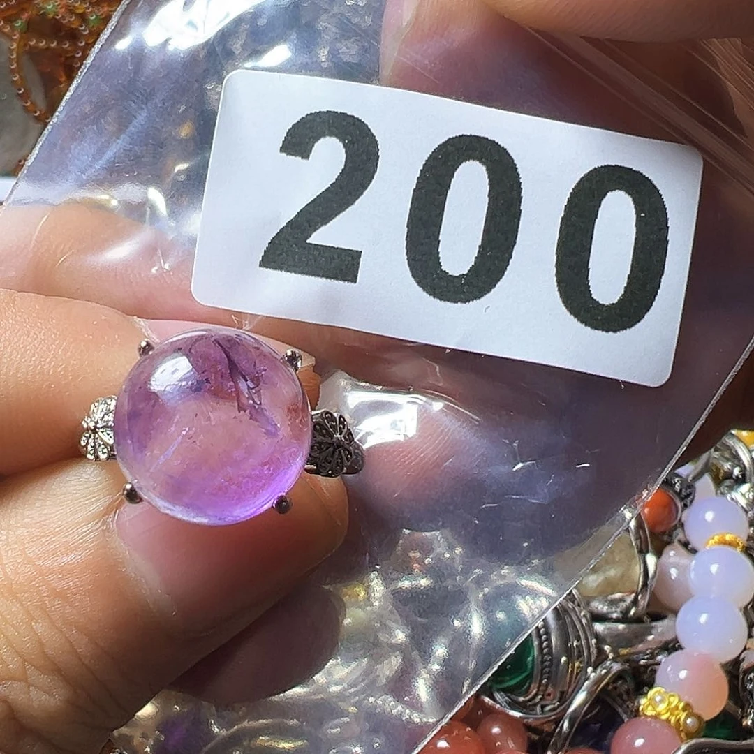 紫晶戒指未镶嵌紫水晶戒指活口可调节