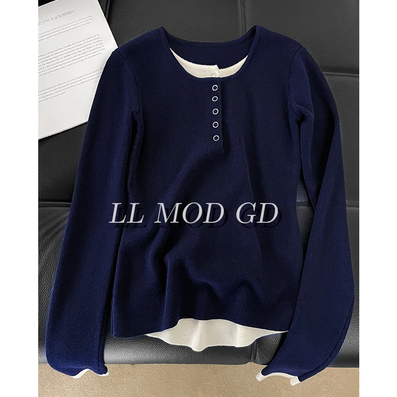 悠享时光 长袖半开领针织衫女款秋冬季百搭修身打底上衣XR-255297