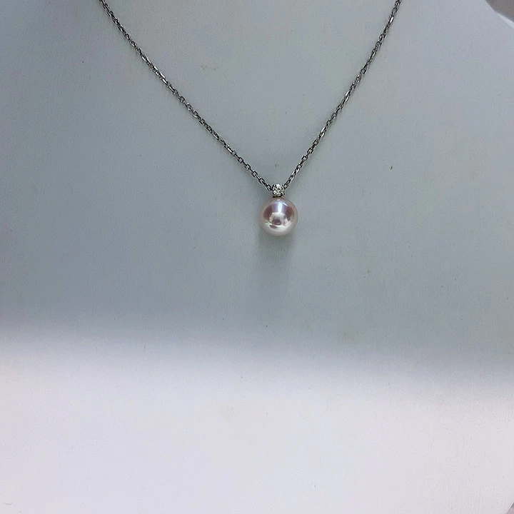 18K金镶嵌吊坠7.5-8海水珍珠钻