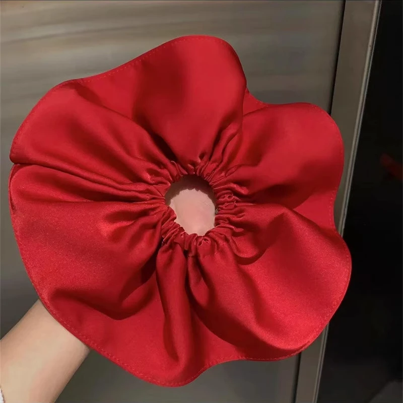 明媚红色超大号法式大肠发圈女高级感丸子头发绳早春显白新款发饰