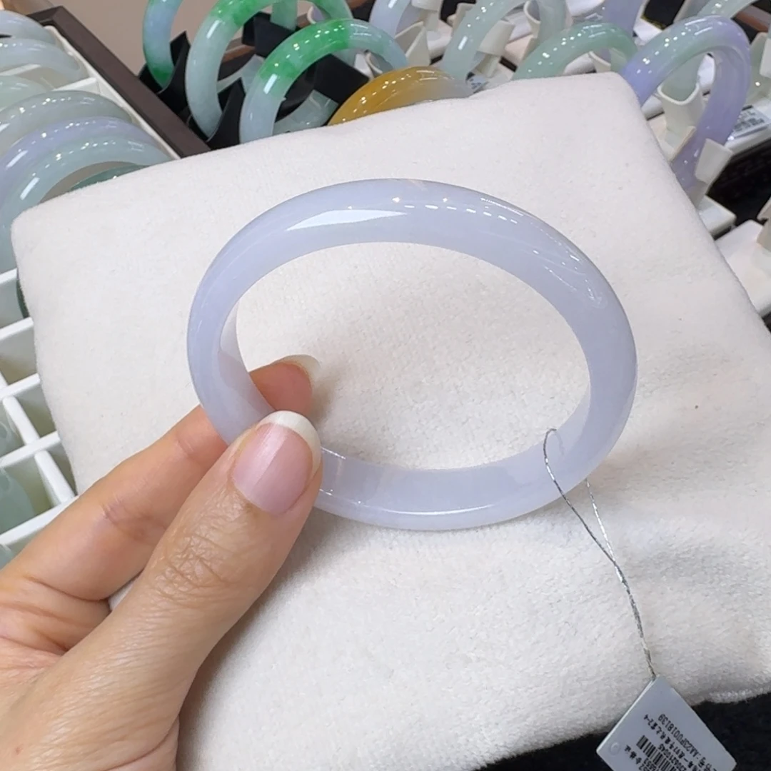 翡翠未镶嵌手镯贵妃粉紫9号