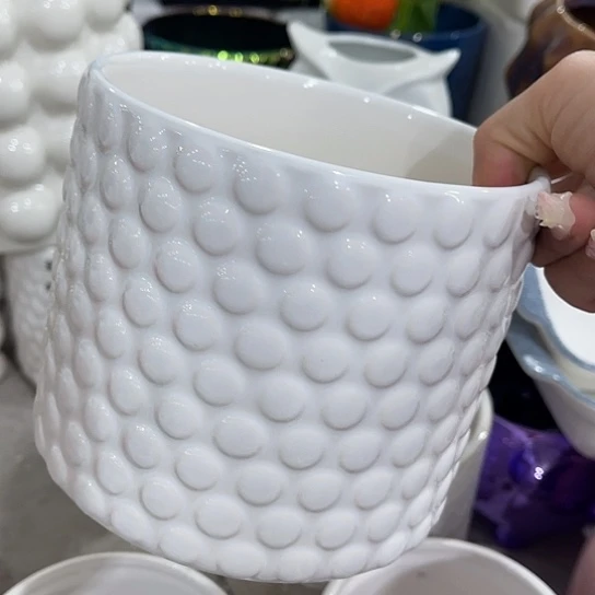 多肉绿植陶瓷花盆9.9包邮，有孔