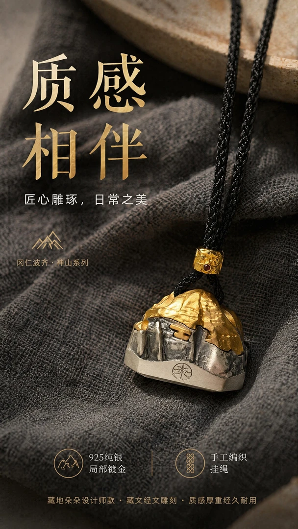 925银银制品 冈仁波齐 神山吊坠