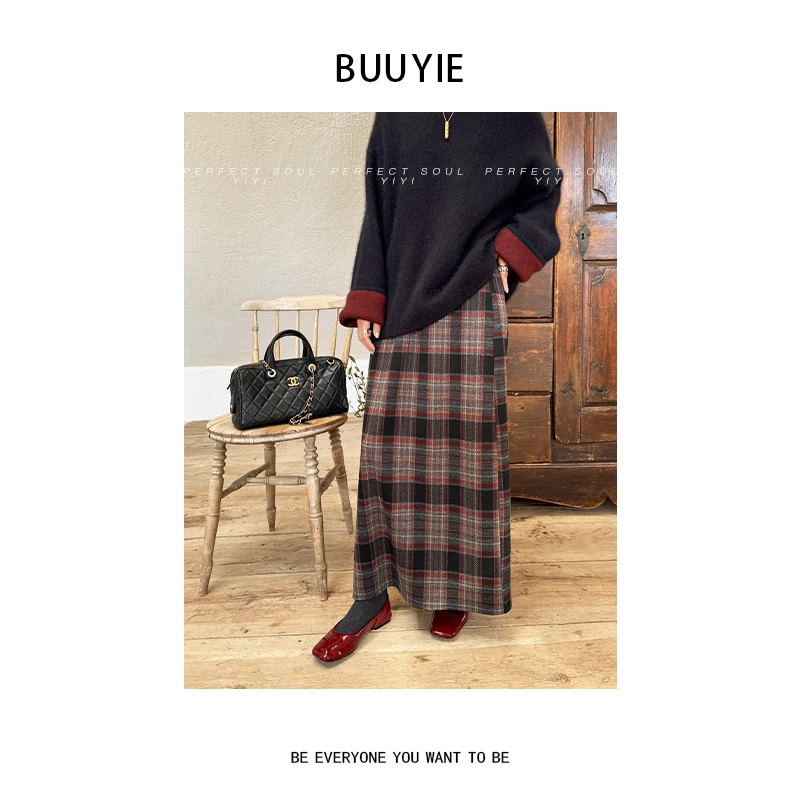 BUUYIE【栩芸】精致半身裙高级感百搭宽松秋冬季女新款 251298