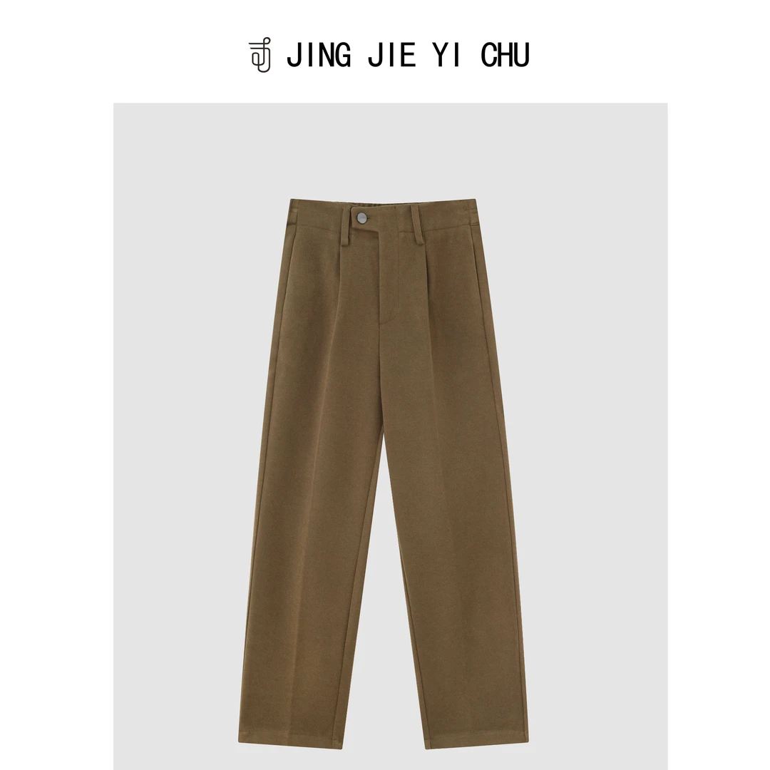 静姐【初语】~新款微锥形美拉德毛呢百搭直筒裤G037