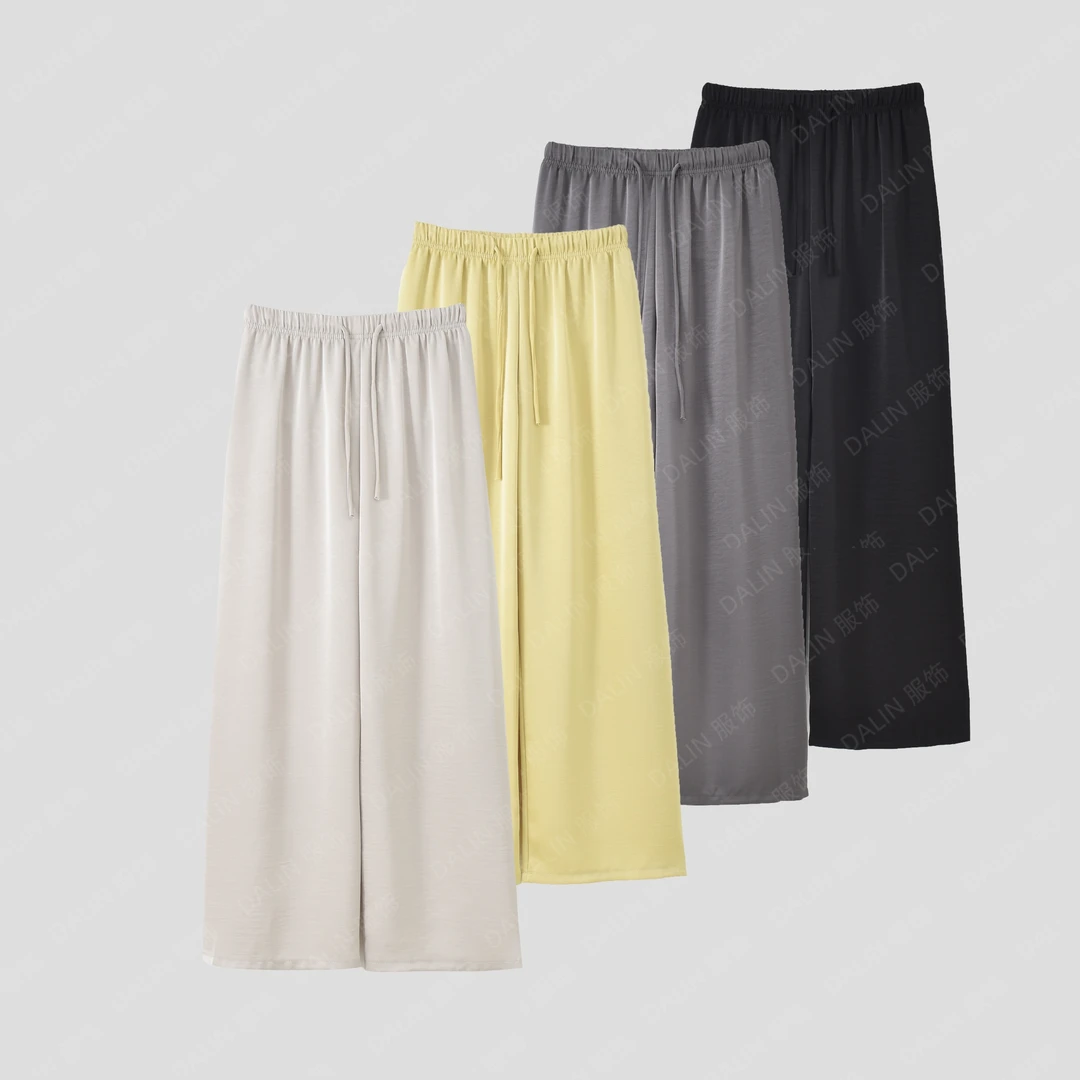 2025夏季新款 【高腰窄版】醋酸  松紧腰 冰感慵懒 阔腿裤- 5815